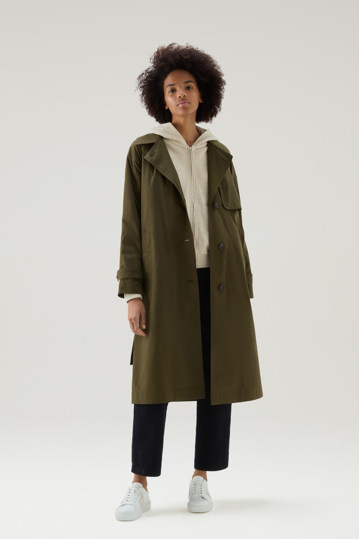 Trench Coat in Urban Touch Fabric with Belted Waist Green photo 2 | Woolrich