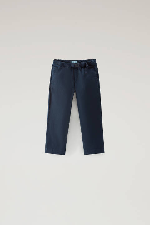 Boys' Garment-Dyed Pants in Stretch Cotton Blue | Woolrich