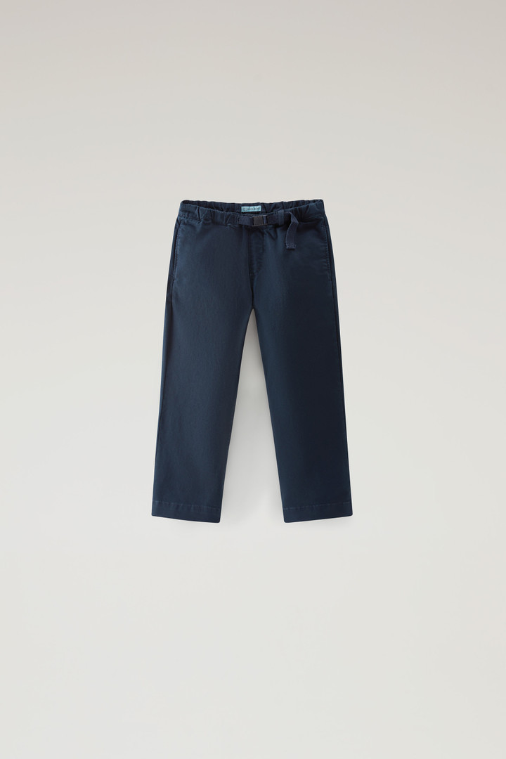 Boys' Garment-Dyed Pants in Stretch Cotton Blue photo 1 | Woolrich