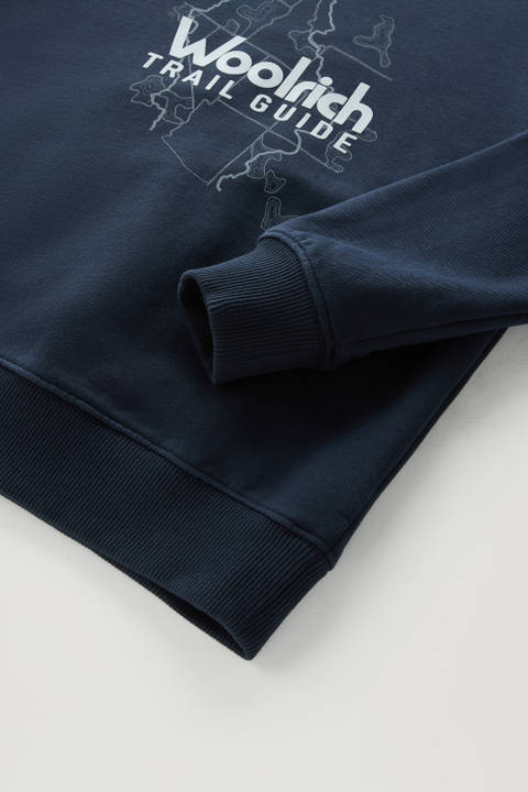 Sweat-shirt à col rond pour garçon en pur coton avec impression Bleu photo 2 | Woolrich