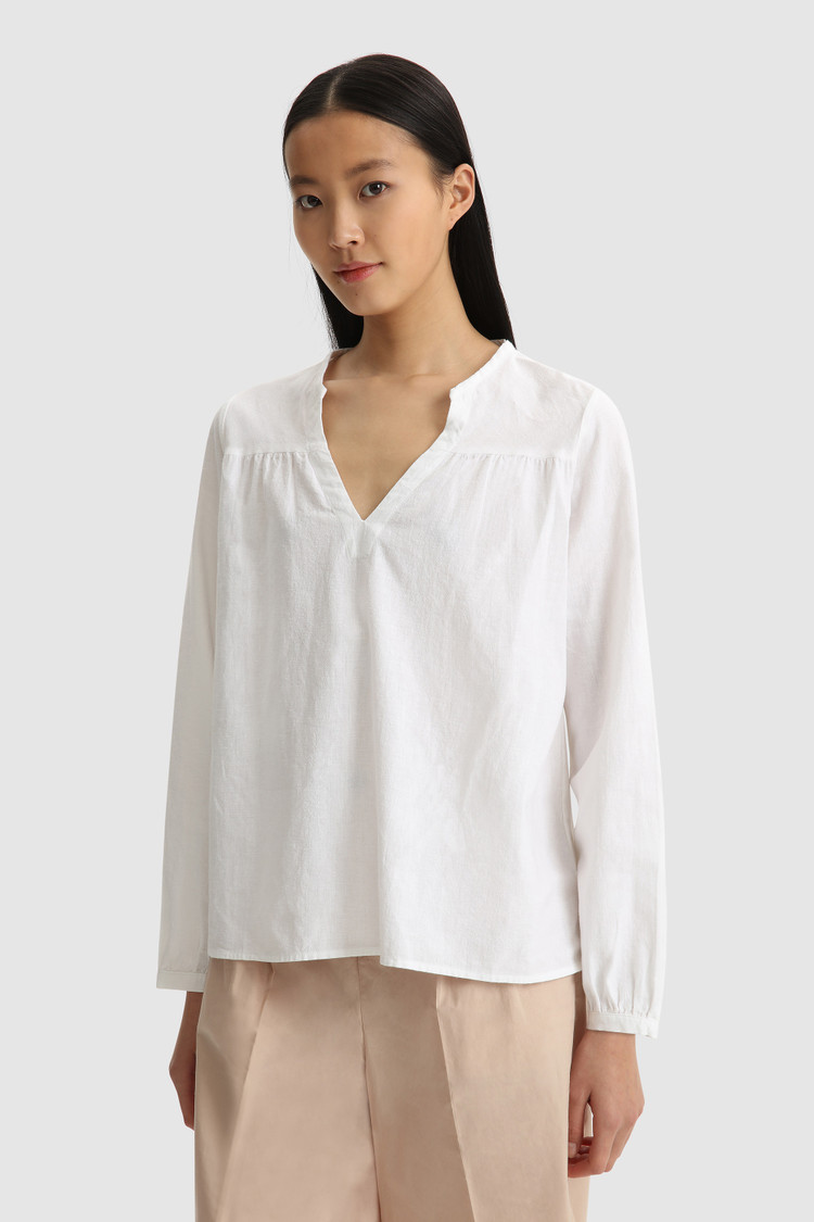Blouse van katoen-linnenmix