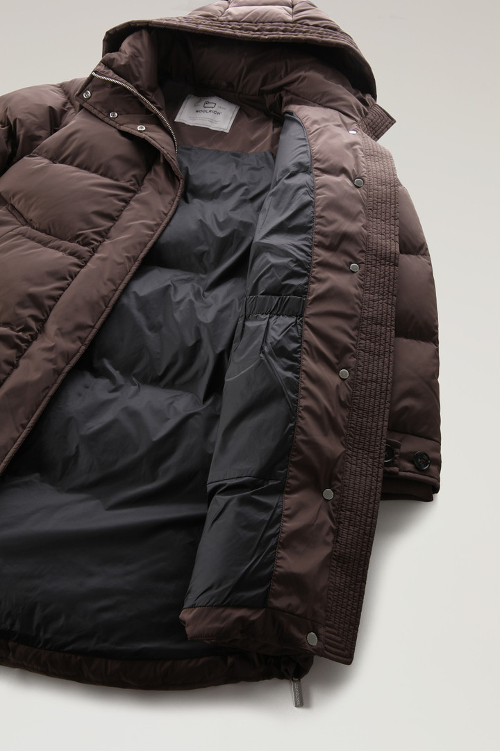 Hooded Alsea Down Jacket in Stretch Nylon Brown photo 6 | Woolrich