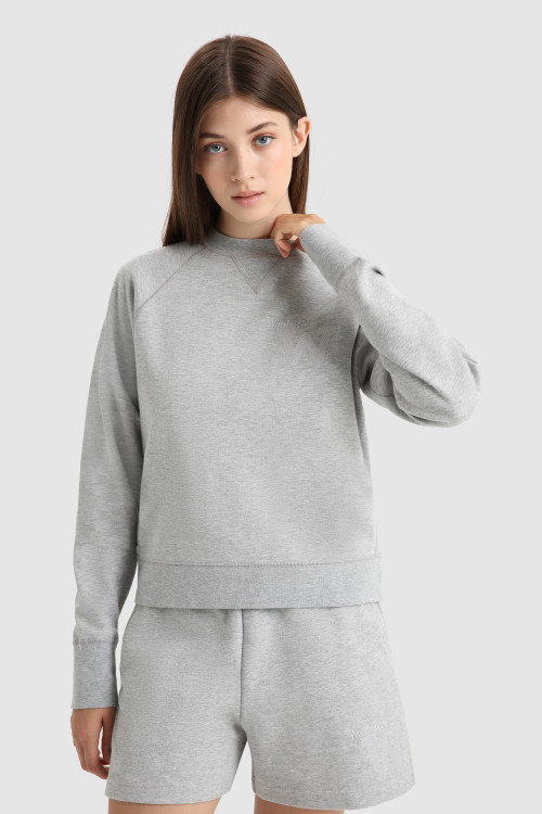 Amerikaans sweatshirt met ronde hals en geborduurd logo Grey | Woolrich