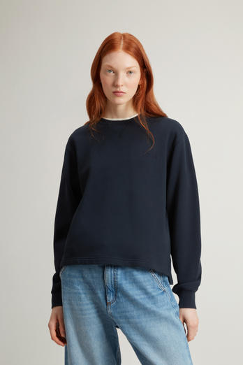 Rundhals-Sweatshirt aus reiner Baumwolle Blau | Woolrich
