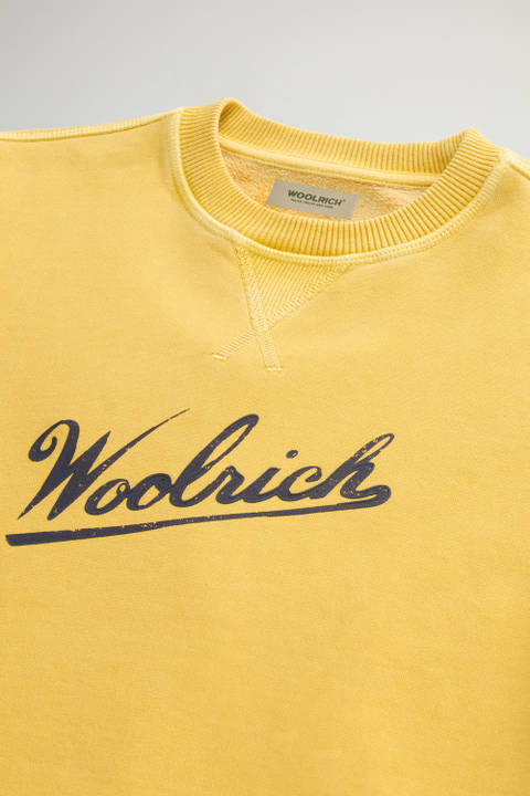 Sweat-shirt à col rond pour garçon teint en pièce en pur coton à logo Jaune photo 2 | Woolrich