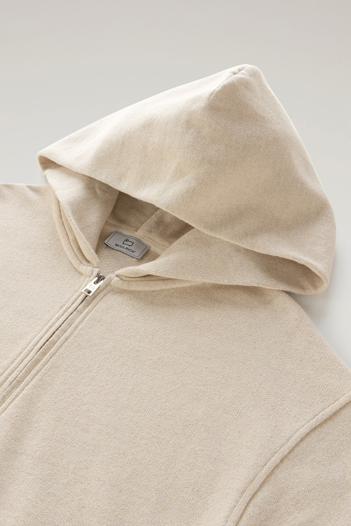 Sweat-shirt à capuche zippé en coton et lin mélangés Beige photo 6 | Woolrich