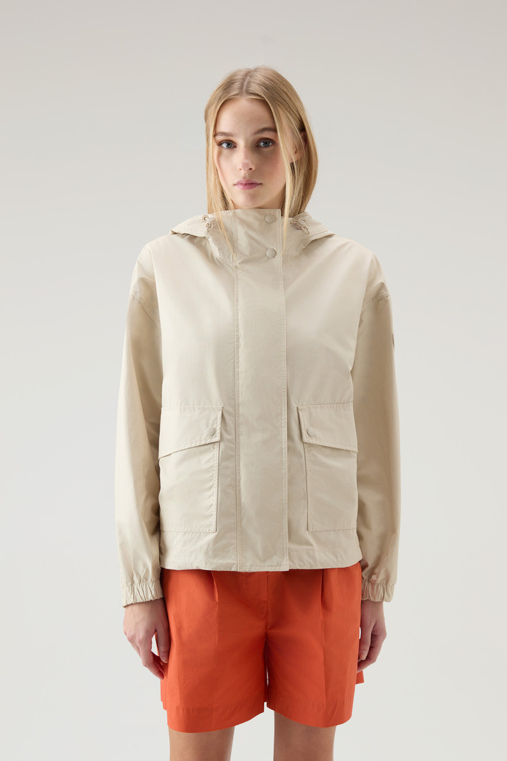 Waxed Jacket in Cotton Nylon Blend with Hood Beige photo 1 | Woolrich