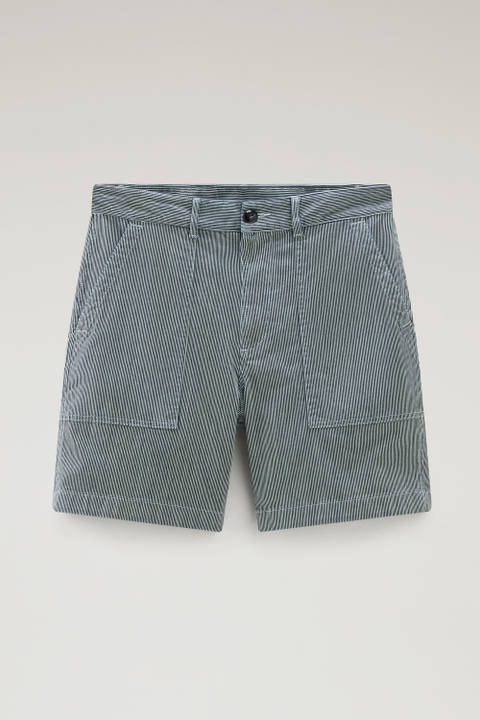 Striped Chino Shorts in Stretch Cotton Blend Blue photo 2 | Woolrich