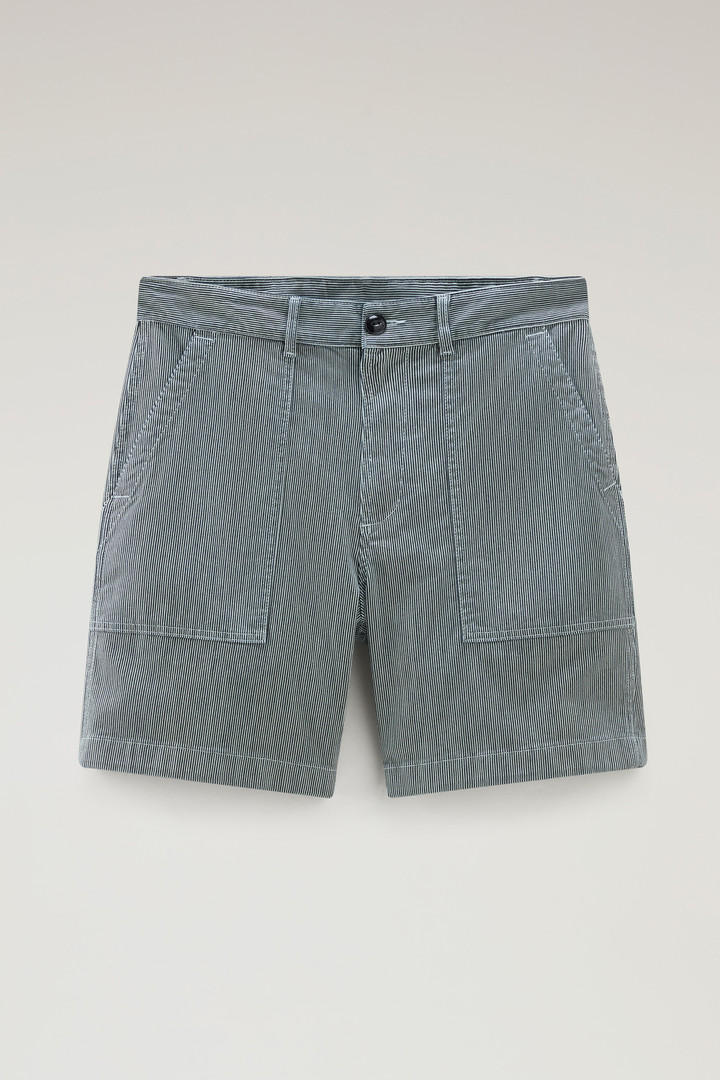 Striped Chino Bermuda Shorts in Stretch Cotton Blend Blue photo 4 | Woolrich