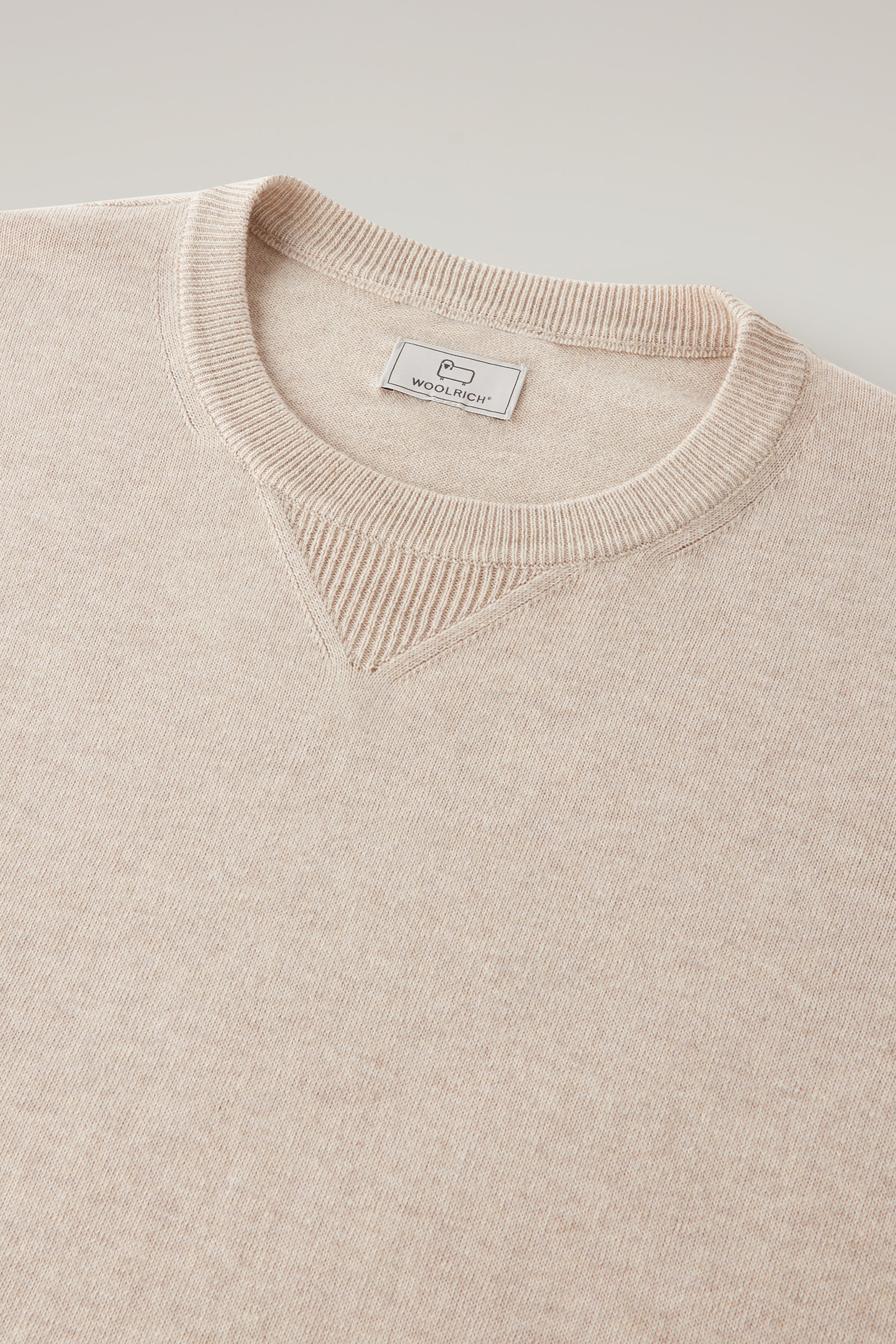 Crewneck Sweater in Pure Cotton Beige | Woolrich USA