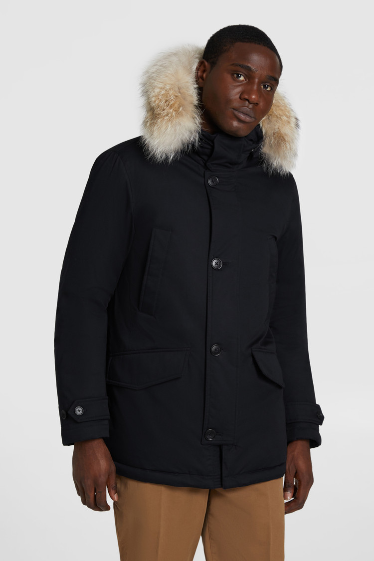 Parka à col montant en coton laminé