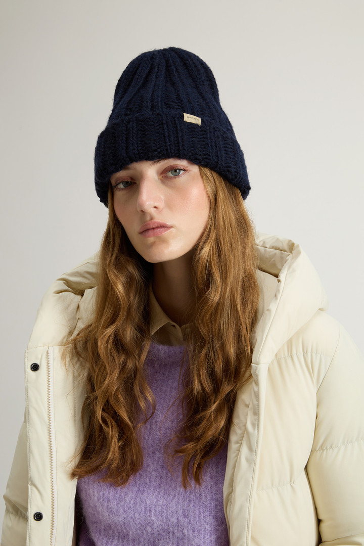 Ribbed Beanie in Wool and Alpaca Blend Blue photo 4 | Woolrich