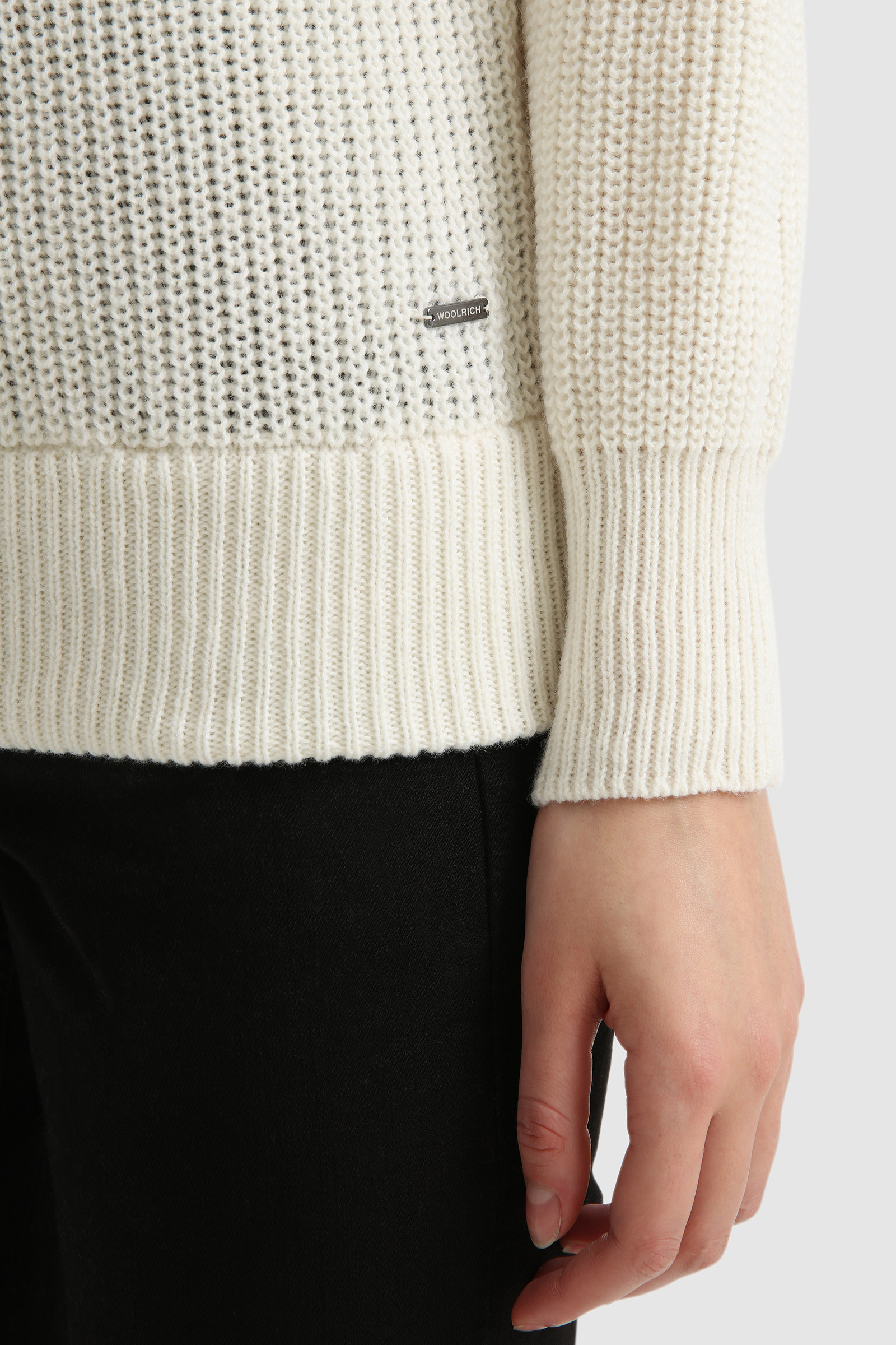 Jacquard pattern Crewneck Sweater in virgin wool