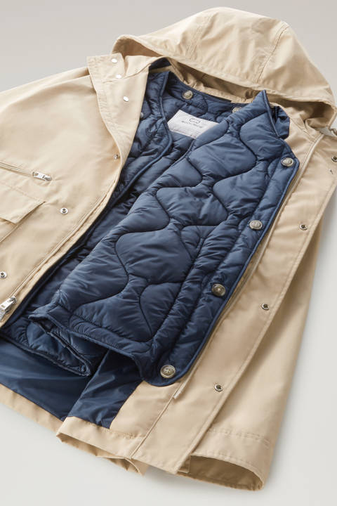 3-in-1 Mountain Jacket in Soft Byrd Cotton with Quilted Detachable Vest Beige photo 2 | Woolrich
