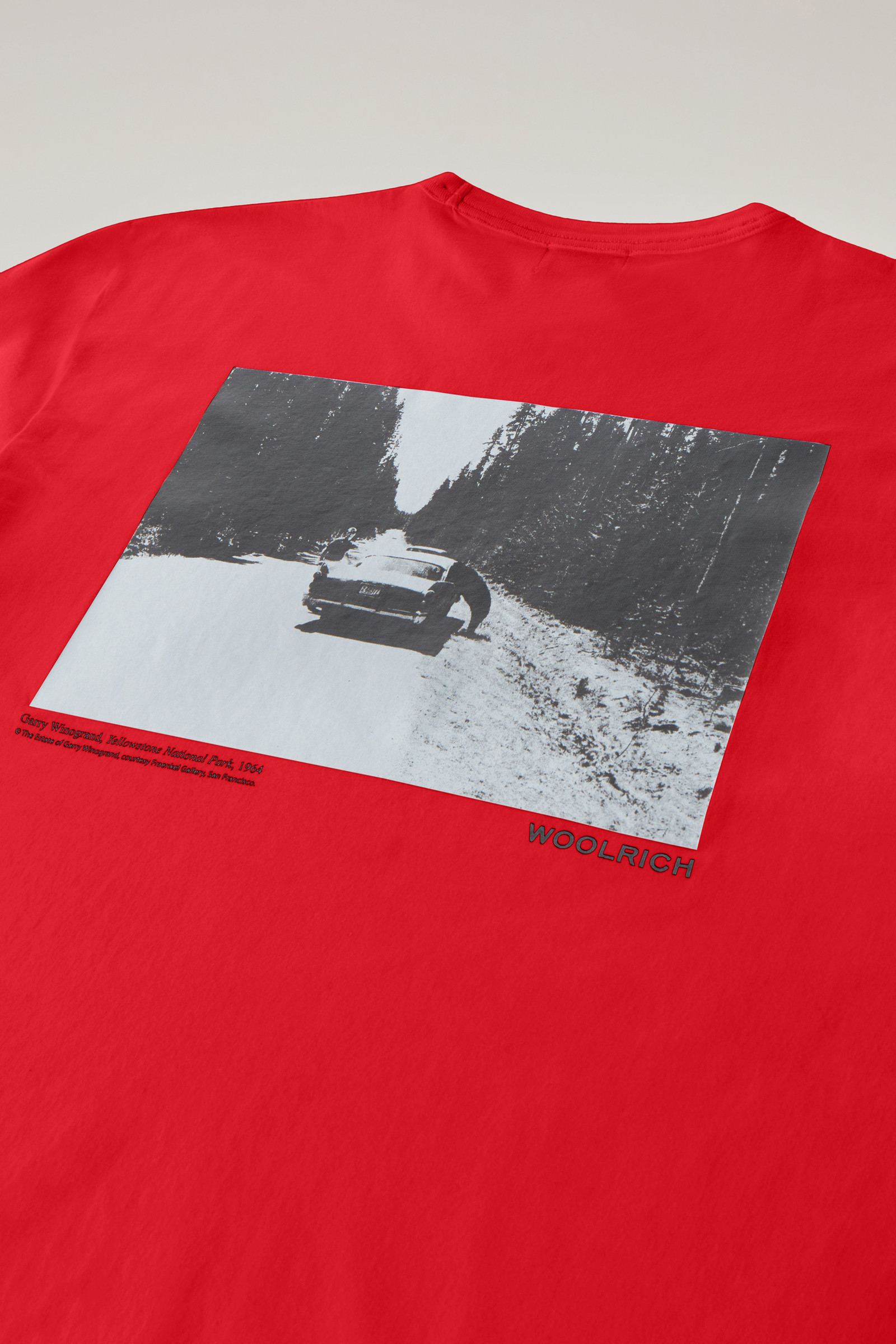 T-shirt aus reiner Baumwolle mit Yellowstone-Grafikprint rot photo 7 | Woolrich