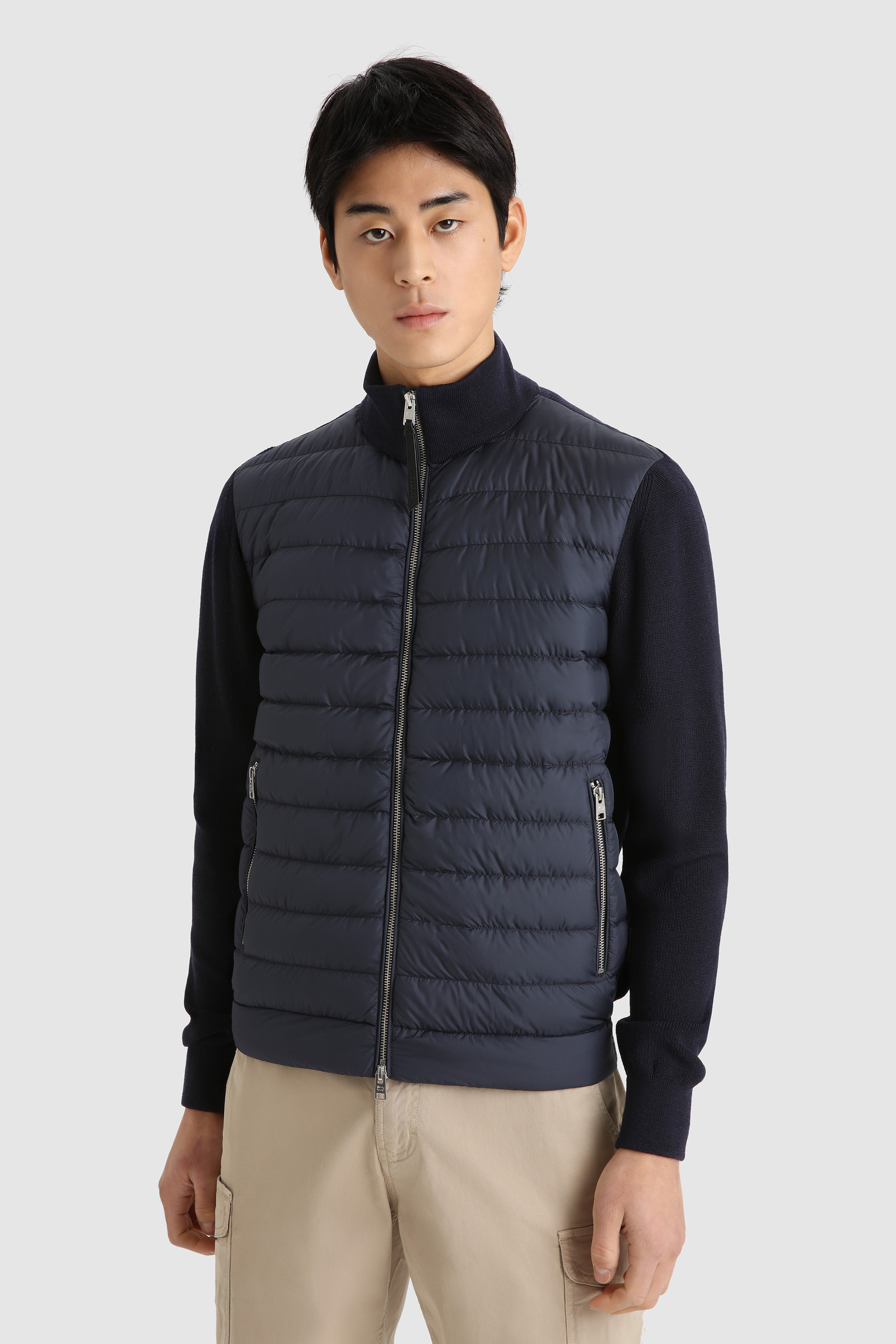 Quilted Sundance Jacket with Merino Sleeves Blue | Woolrich