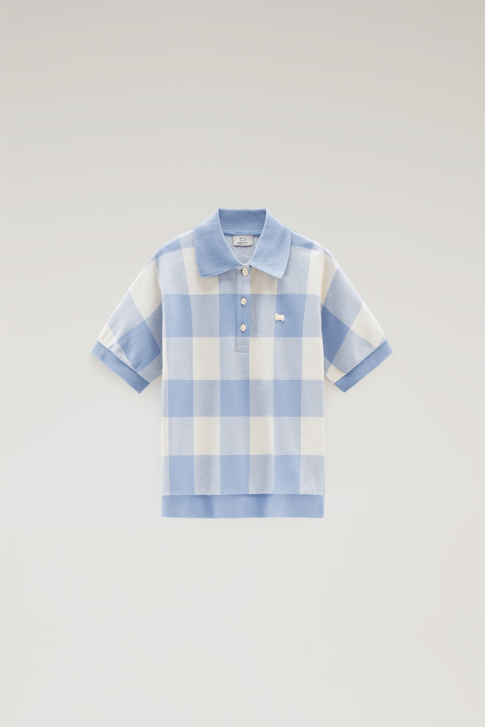 American Check Polo in Yarn-Dyed Stretch Cotton Blend Blue photo 5 | Woolrich