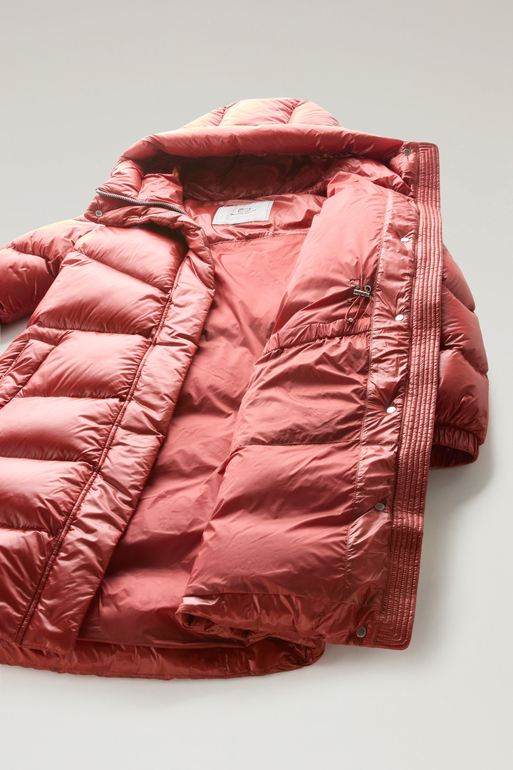 Aliquippa Long Down Jacket in Glossy Nylon Red photo 6 | Woolrich