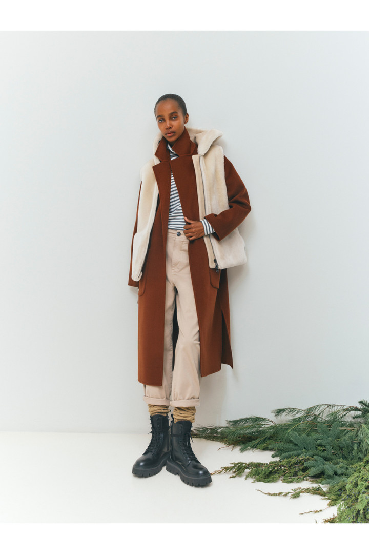 Long Coat in Pure Virgin Wool with Belt Brown photo 9 | Woolrich