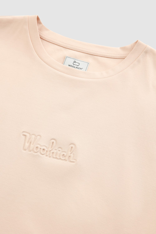 Stretch Cotton T-Shirt with Embossed Vintage Logo Pink photo 2 | Woolrich