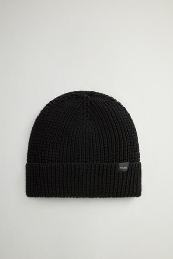 Berretto in pura lana vergine Merino in maglia a nido d'ape Nero | Woolrich