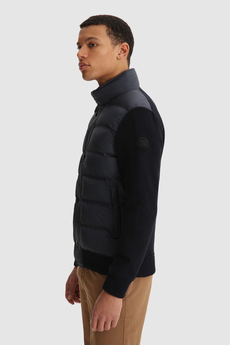 Sweater met volledige rits, gewatteerd en met gebreide mouwen