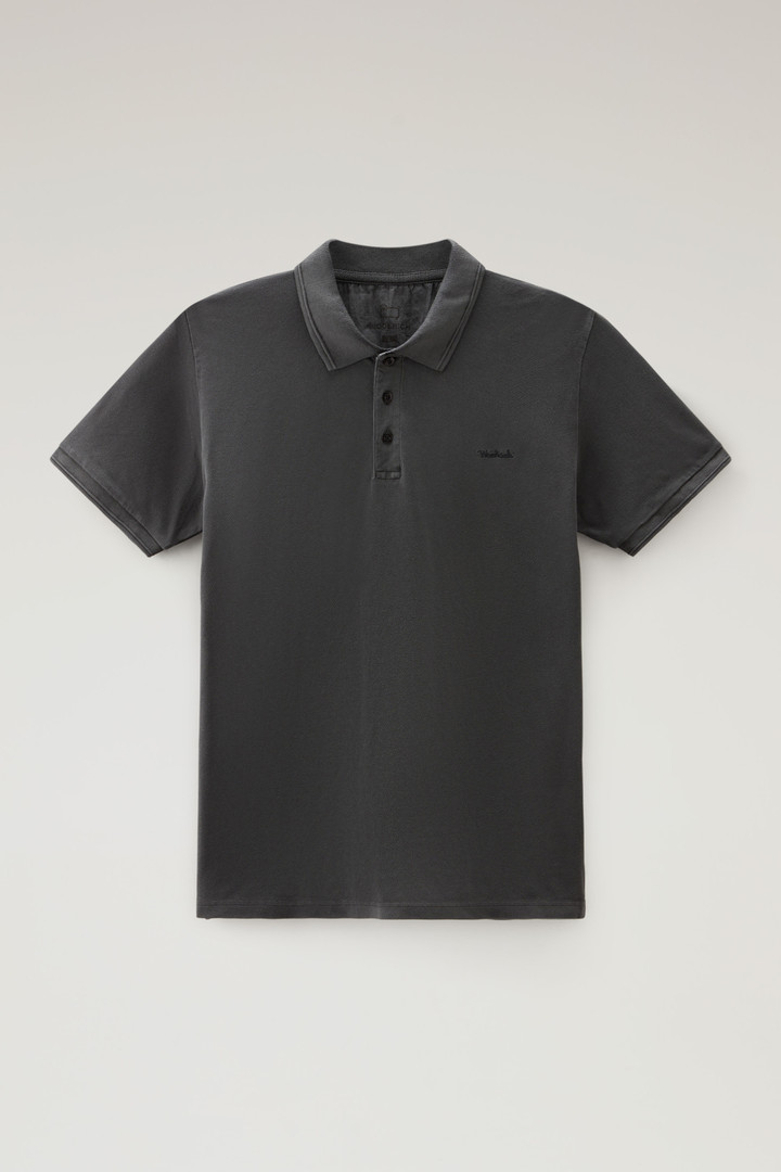 Garment-Dyed Mackinack Polo in Stretch Cotton Piquet Black photo 5 | Woolrich