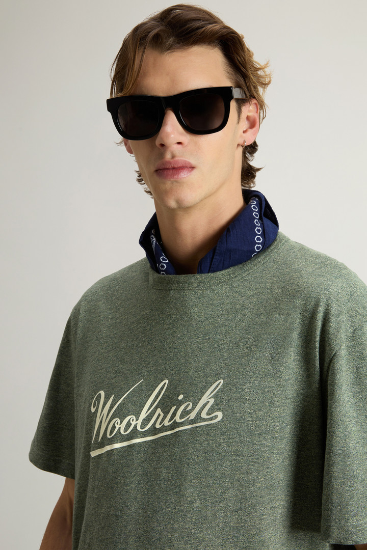 T-Shirt in Pure Cotton Mouliné Green photo 4 | Woolrich