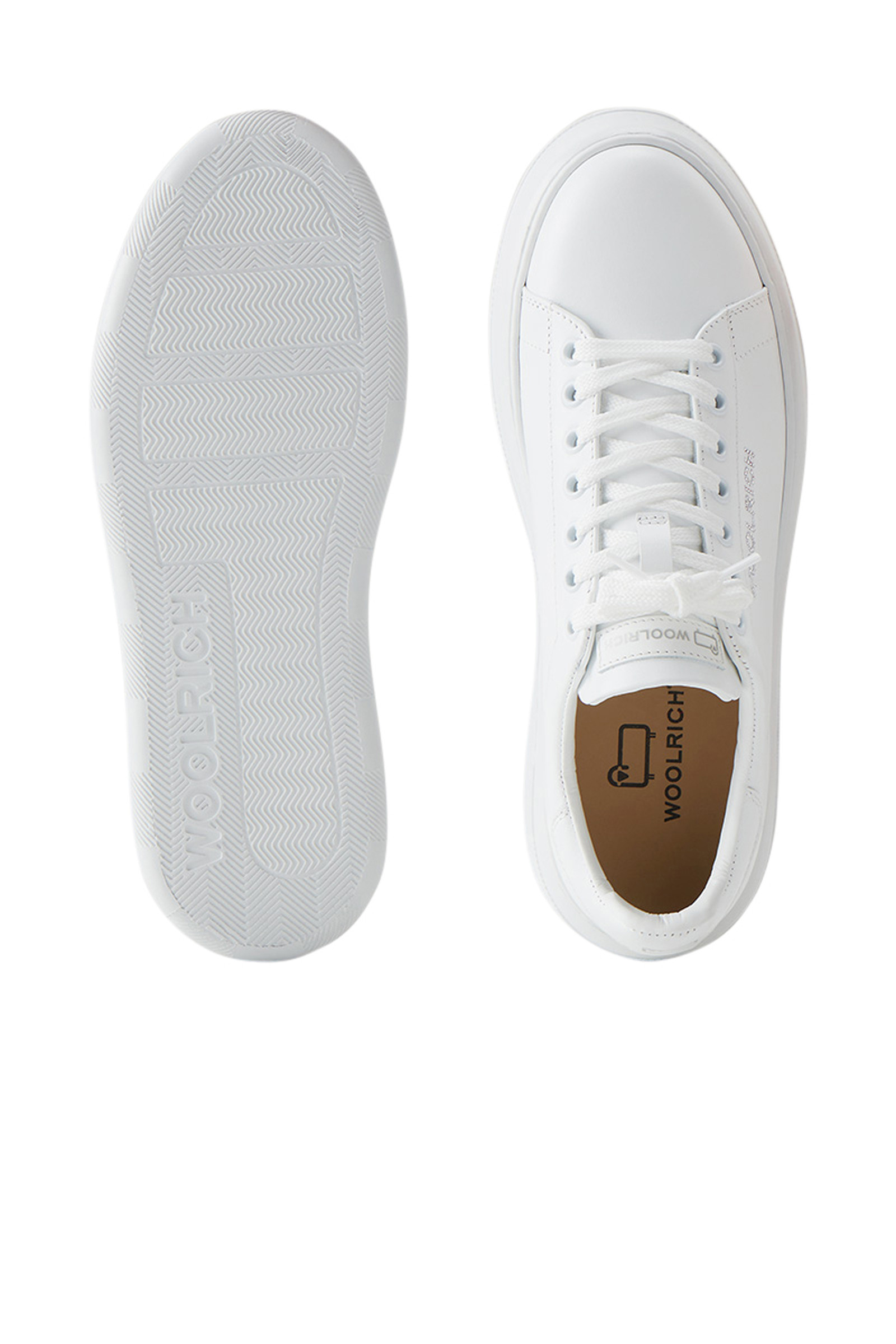 Chunky Court Sneakers with Calf Leather with Rhinestones White photo 4 | Woolrich