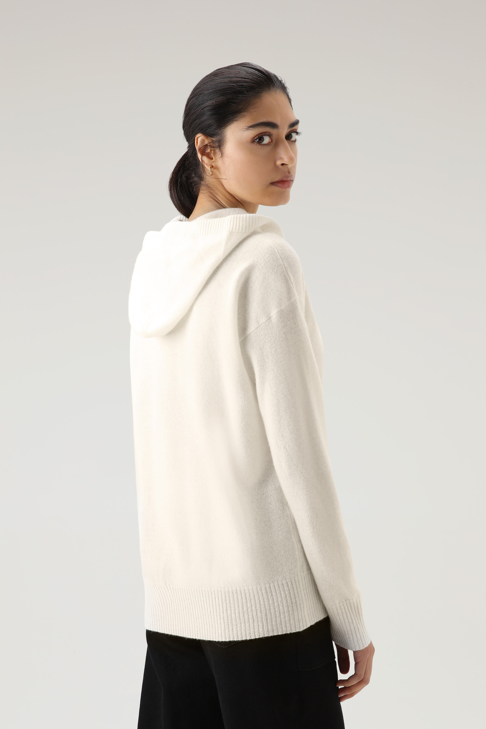 Wool and Cashmere Blend Hooded Sweater White photo 3 | Woolrich