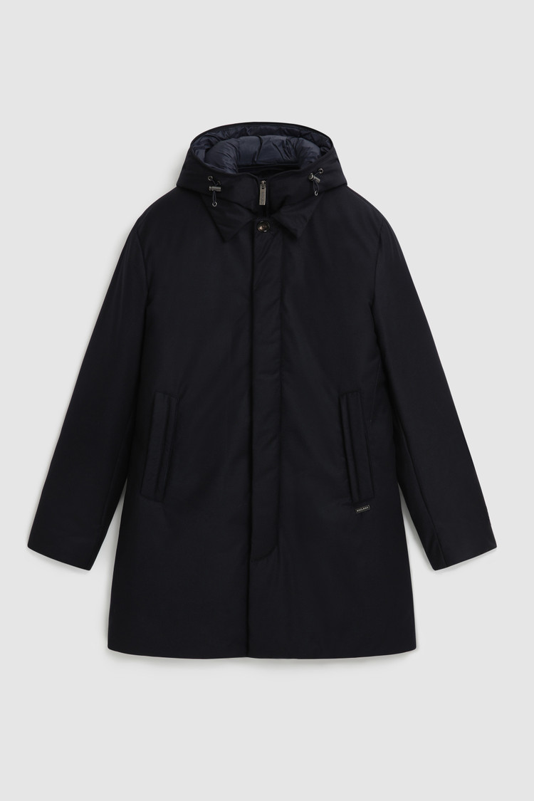 Luxury 2-in-1 coat in fine Italian wool and silk crafted with a Loro Piana fabric