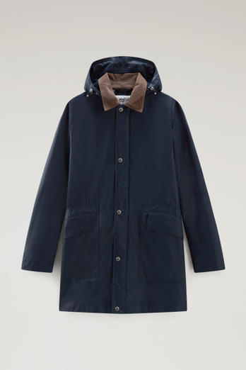 Waxed Jacket with Detachable Hood Blue | Woolrich
