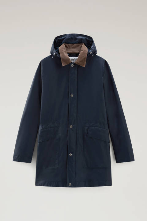 Manteau Waxed à capuche amovible Bleu photo 2 | Woolrich