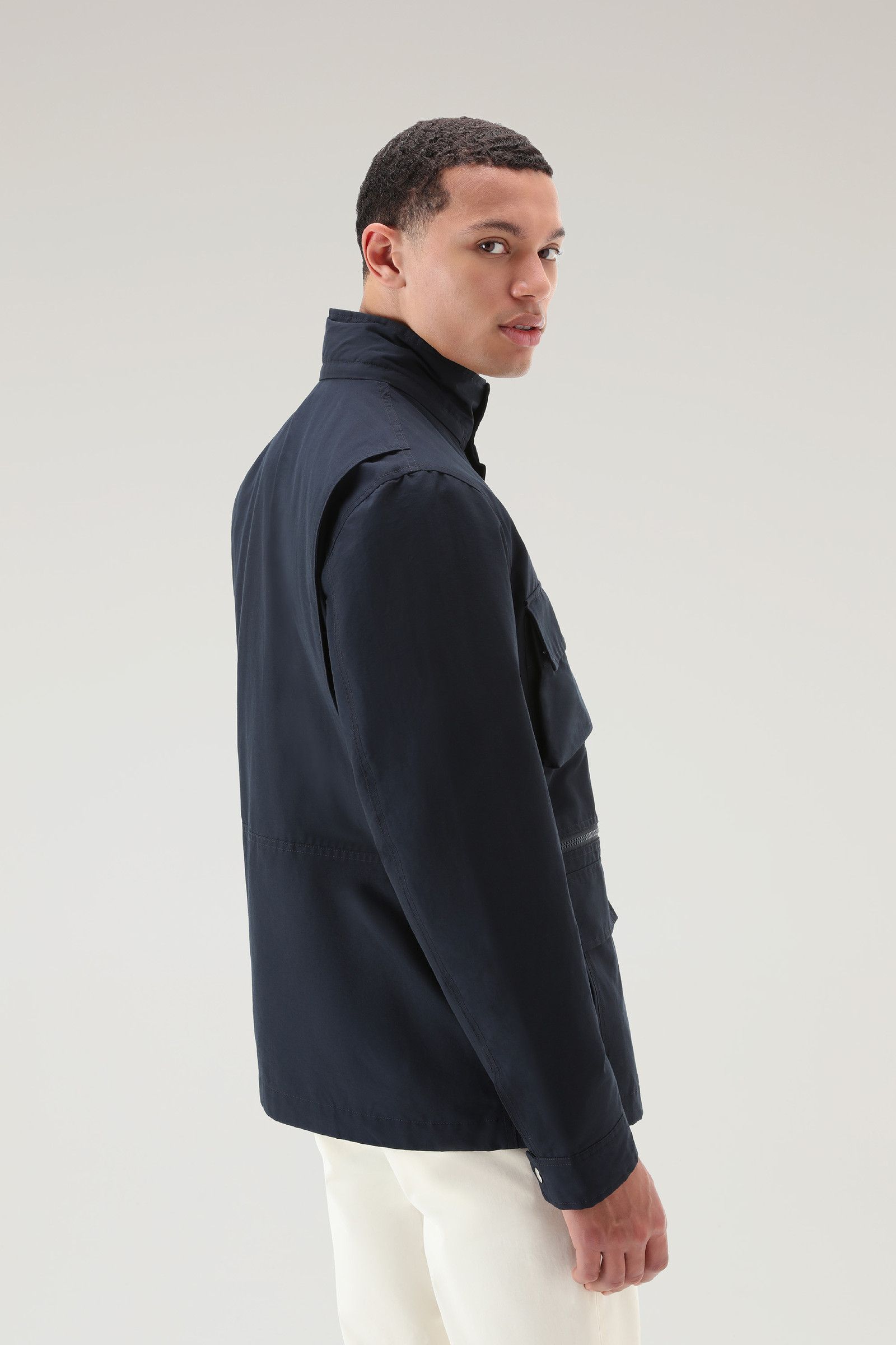 Cruiser Field Jacket in Light Eco Ramar with Foldable Hood Blue photo 3 | Woolrich