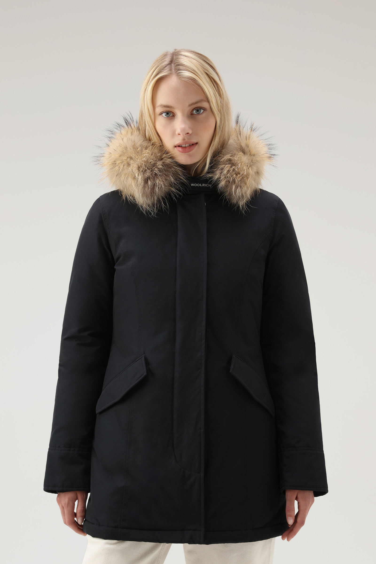 Arctic Parka in Ramar Cloth with Detachable Fur Trim - Women - Blue