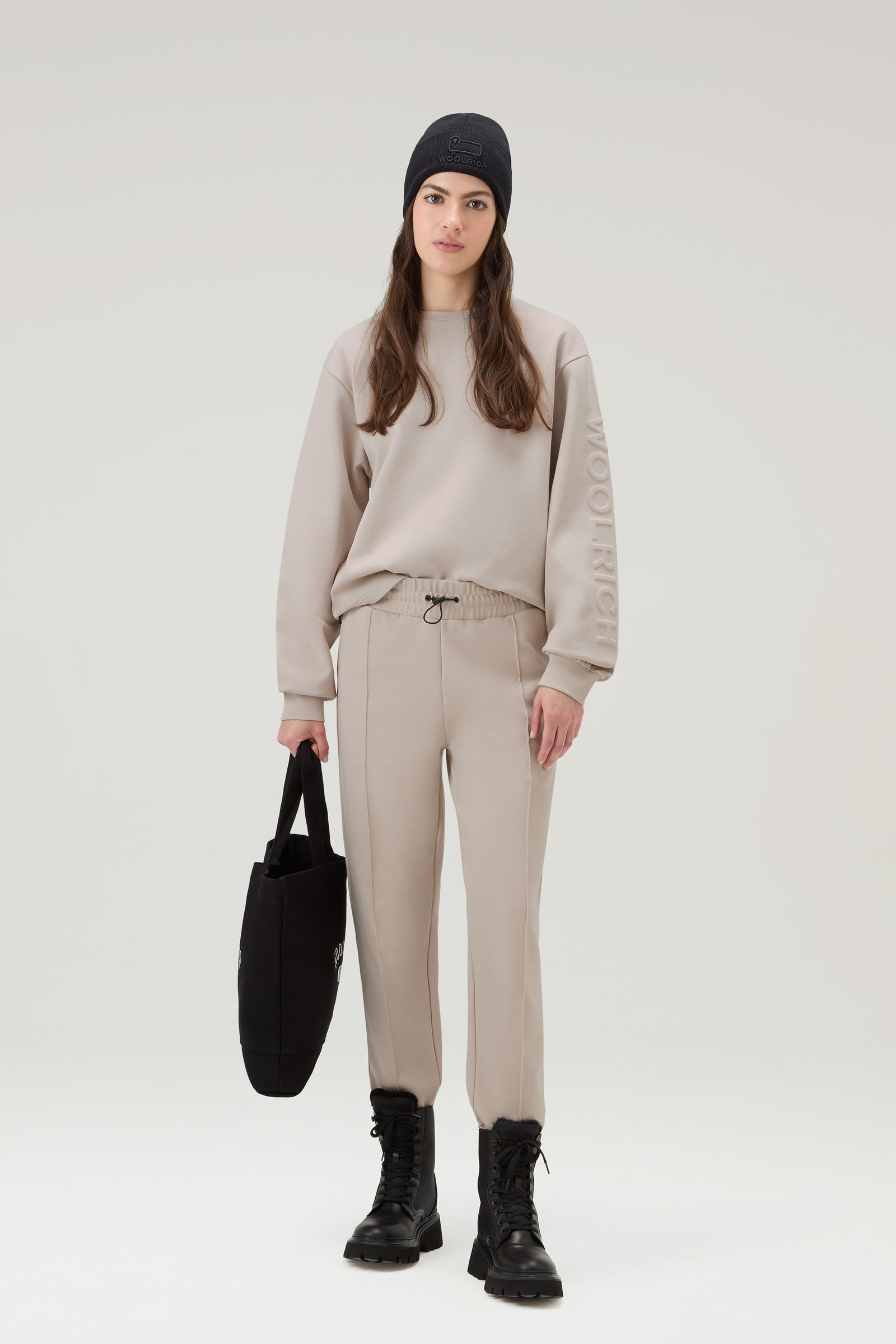 Sweatshirt mit Rundhalsausschnitt aus Baumwollmischung mit Nylon-Details taubengrau photo 2 | Woolrich