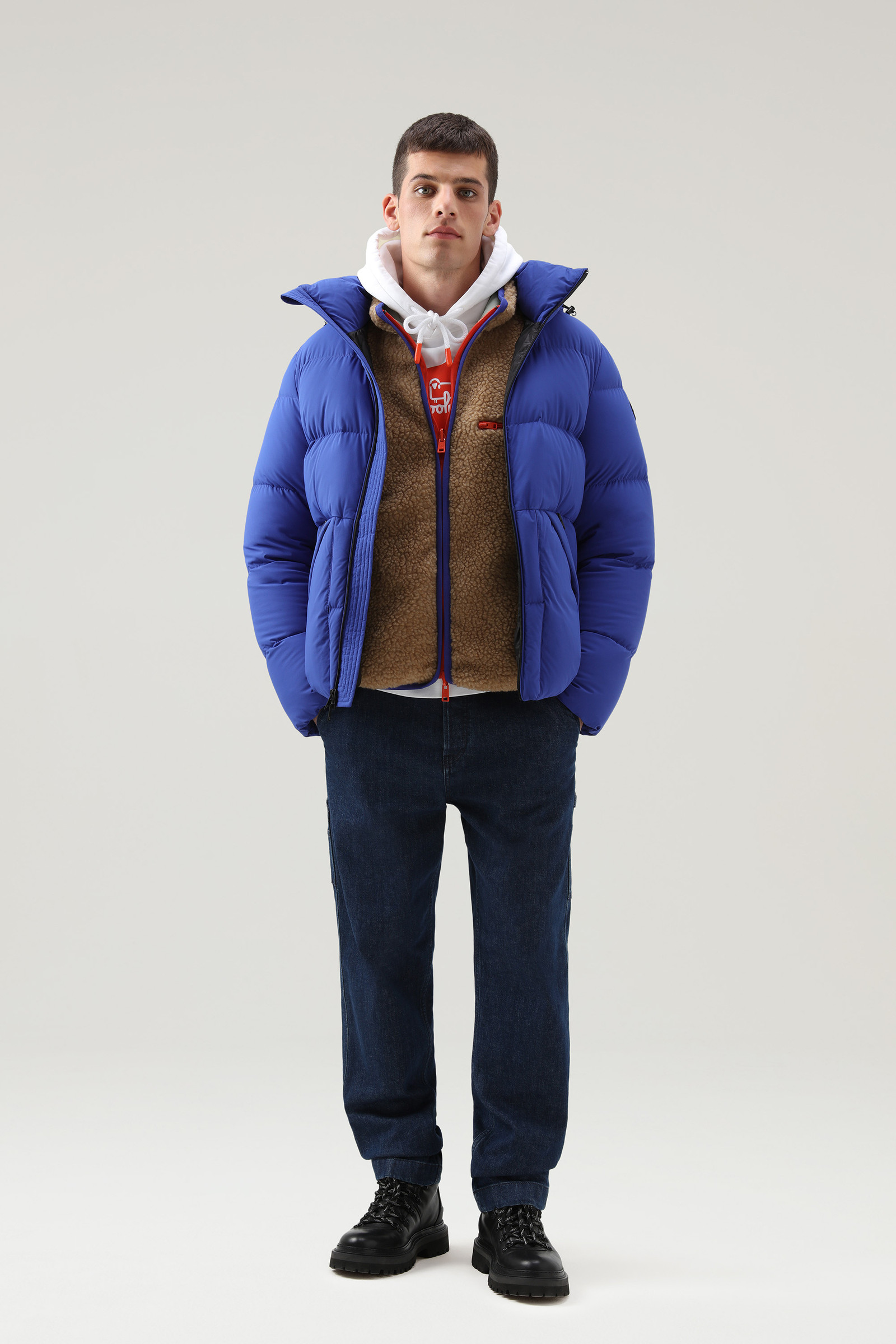 Reversible Curly Fleece in Sherpa and Taslan nylon Beige photo 2 | Woolrich