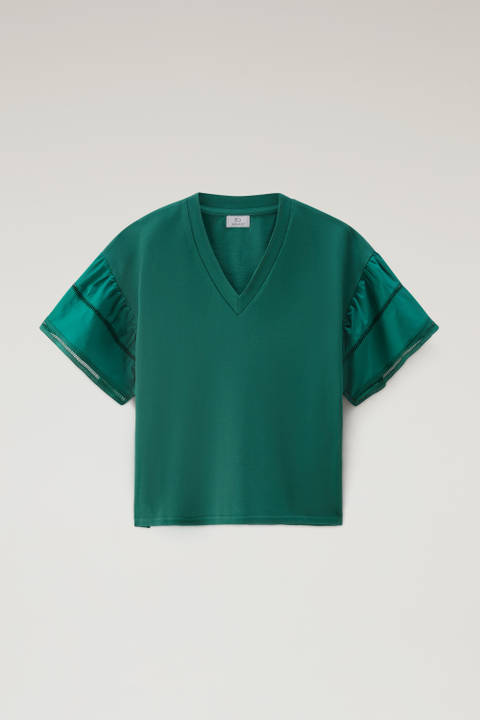 Lakeside T-shirt in Pure Cotton with Puff Sleeves Green photo 2 | Woolrich