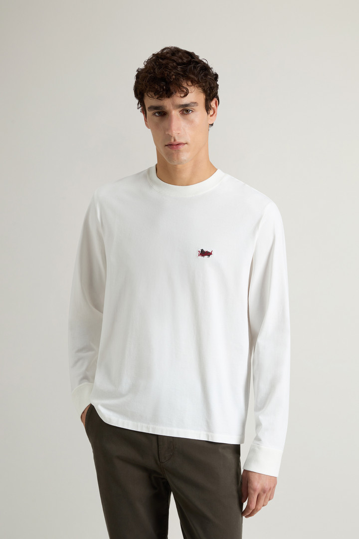 Pure Cotton T-Shirt with Embroidered Logo White photo 1 | Woolrich