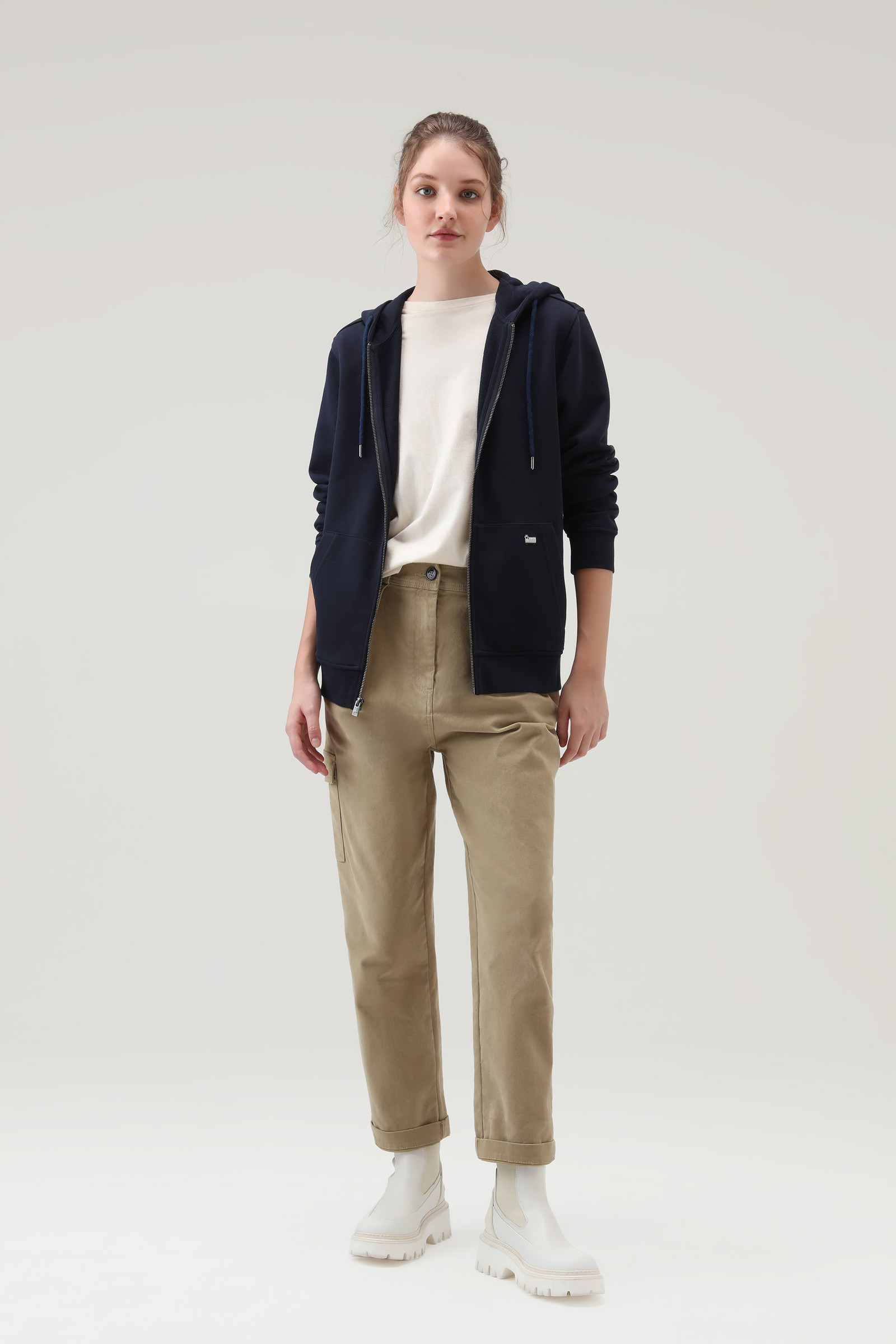 Lichte klassieke capuchontrui met volledige rits blauw photo 5 | Woolrich