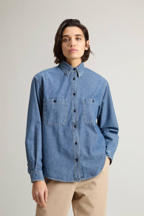 Chemise en chambray pur coton Bleu | Woolrich