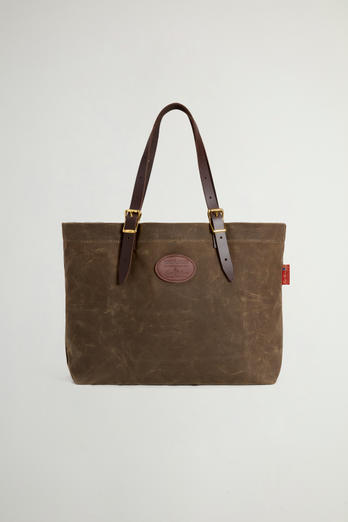 Bazaar Tote Bag in Waxed Pure Cotton Green | Woolrich