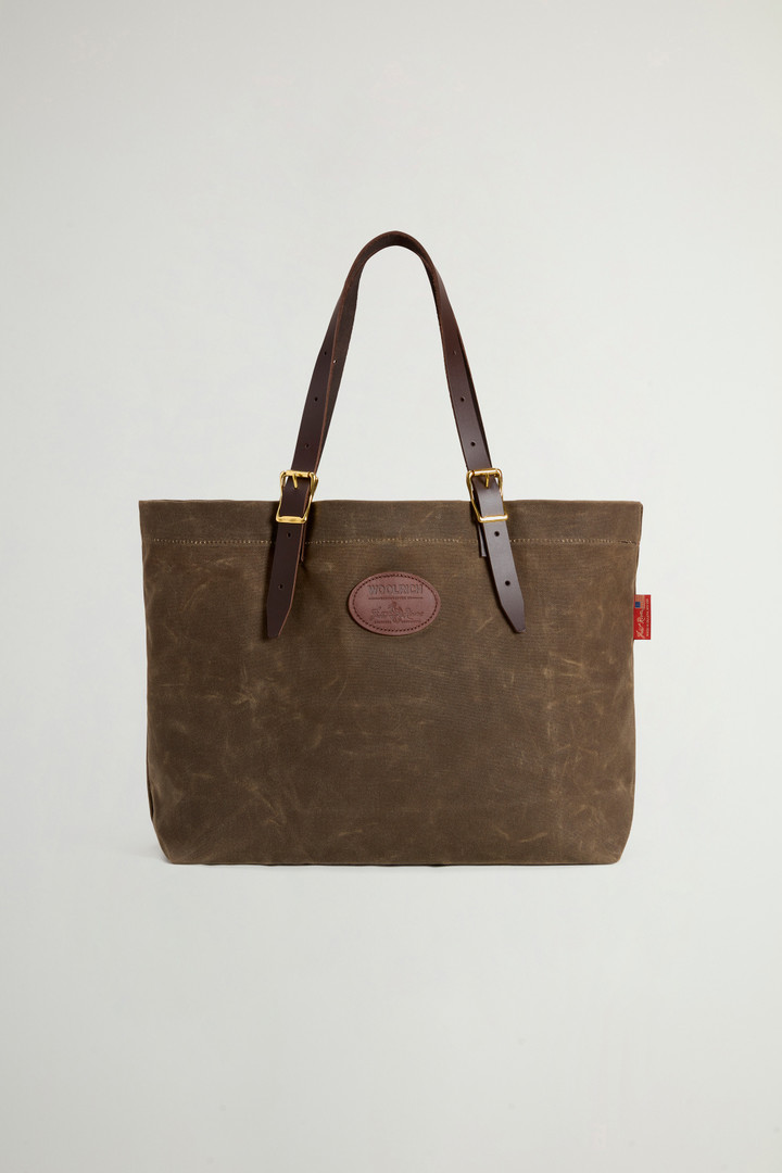 Bazaar Tote Bag in Waxed Pure Cotton Green photo 1 | Woolrich