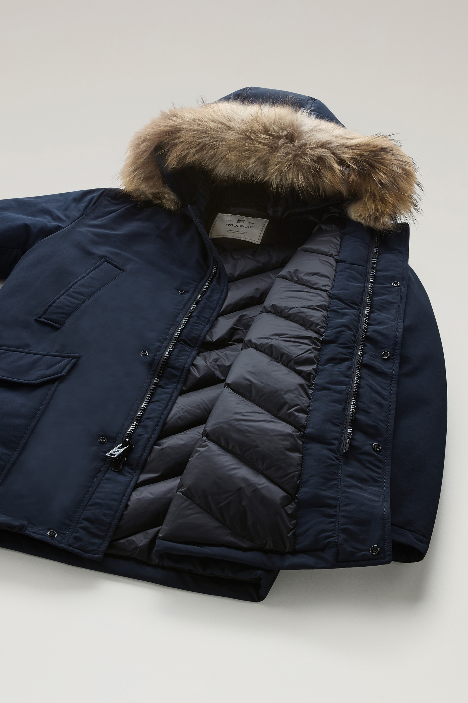 Daytona Parka aus Ramar Cloth mit abnehmbarem Fell blau photo 10 | Woolrich