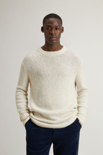 Cotton-, Alpaca and Wool-Blend Crewneck Sweater White | Woolrich