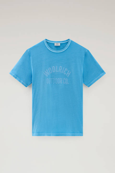 T-shirt teint en pièce en pur coton avec impression Bleu photo 2 | Woolrich