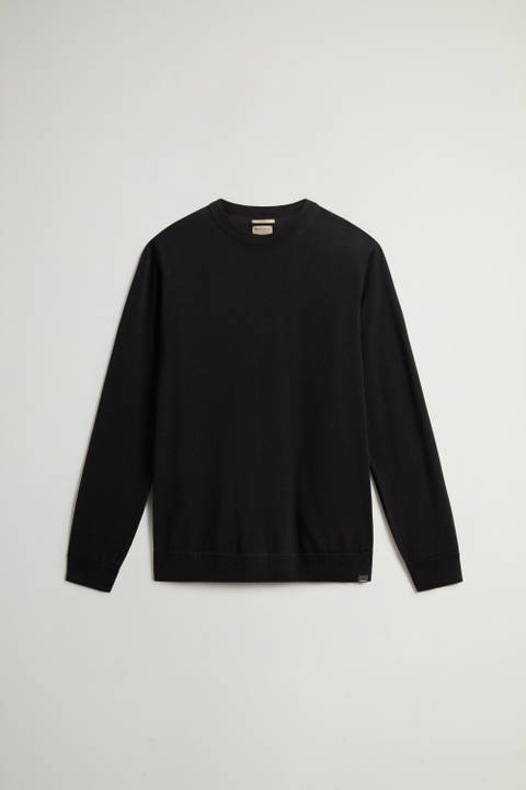 Crewneck Sweater in Pure Merino Virgin Wool Black photo 2 | Woolrich