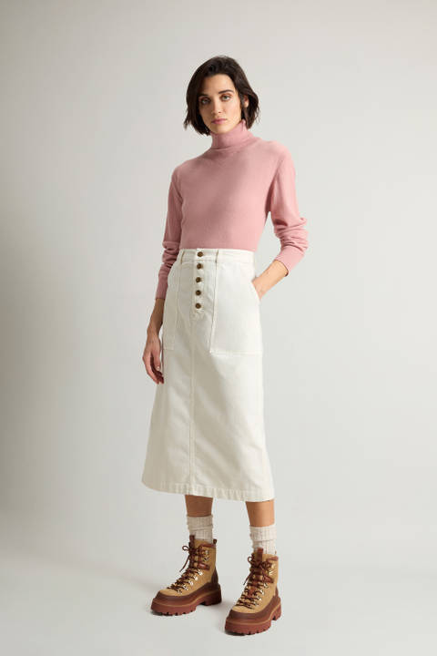 Garment-Dyed Midi Skirt in Stretch Cotton White | Woolrich