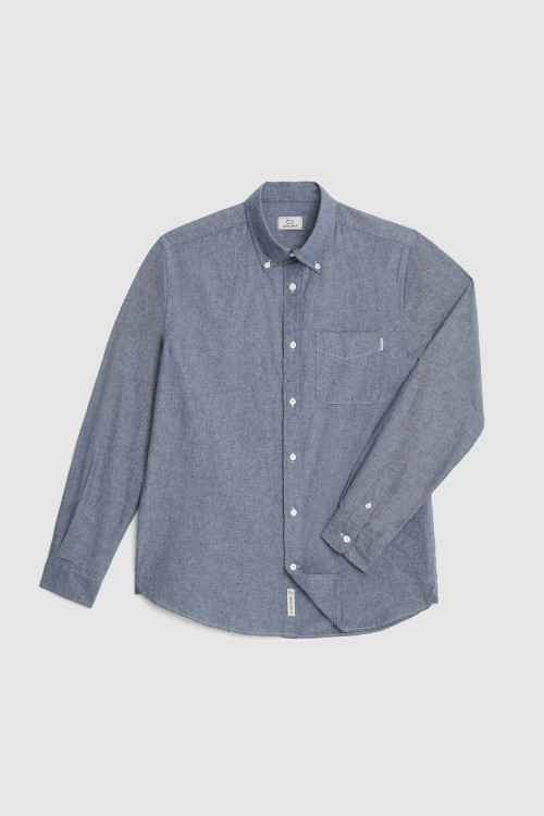 Chemise Chambray en coton épais bleu photo 2 | Woolrich