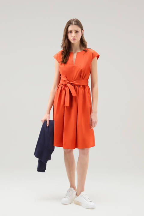 Korte jurk van zuiver katoenen popeline Oranje | Woolrich